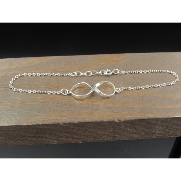 7" Sterling Silver Chain Infinity Symbol Bracelet Vintage Elegant Beautiful - Picture 2 of 6